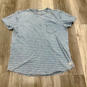 Marine Layer Light Blue and White Striped Short Sleeve Tee